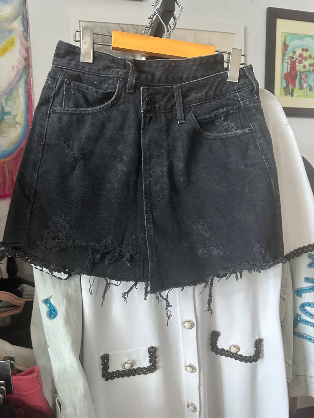 28” waist Agolde wrap front denim skirt